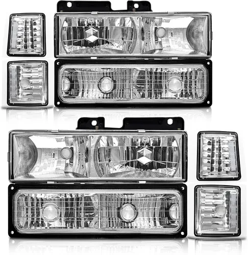 Miniatura 12 de 94-98 Chevy C/K 1500 - Faros delanteros cromados IP65 Waterproof, DOT/SAE, OE 5977459/5977460, HB3+HB4 Bulbs Not Included, Composite Headlamp