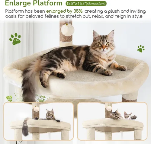 Miniatura 2 de Globlazer Árbol para Gatos de Plataforma Extra Grande, 65 pulgadas de Alto, Árbol para Gatos Resistente para Gatos de Interior Grandes Adultos