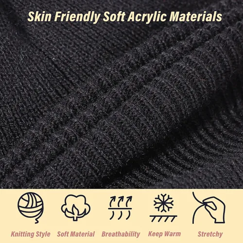 Miniatura 4 de Glooarm Paquete de 8 gorros y guantes para niños, gorro de punto para niños, guantes de invierno para niños y niñas