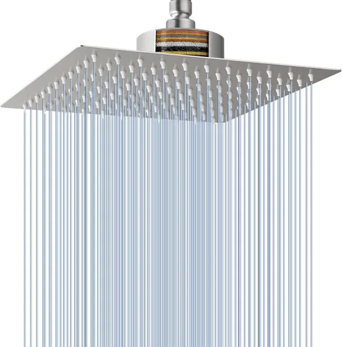Miniatura 12 de Voolan Cabezal de ducha de lluvia con filtrado - Cabezales de ducha de lluvia grandes de alto flujo hechos de acero inoxidable - Filtro de cabezal