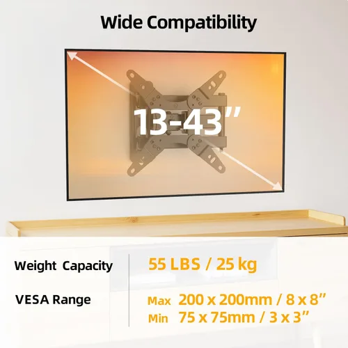Miniatura 6 de IWORKBOARD 32+ 40 pulgadas Soporte de pared para TV de movimiento completo para televisores y monitores de 13-43", Soporte de pared giratorio