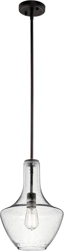 Miniatura 7 de Kichler Everly Colgante de 1 Luz en Acabado Negro Rico, para Sala de Estar, Comedor y Cocina, 100 Vatios, (15.25" A x 10.5" Diá), 42141BK