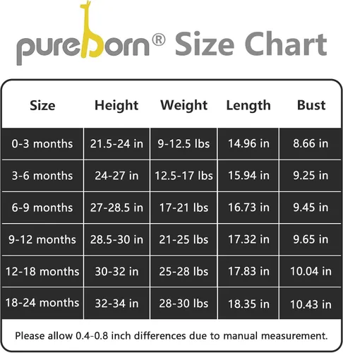 Miniatura 6 de pureborn Mameluco de algodón súper suave para bebés niños y niñas de 0 a 24 meses