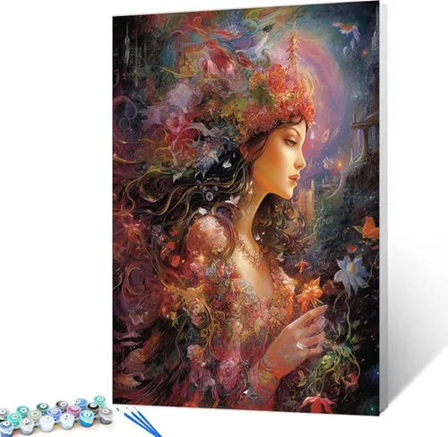Miniatura 13 de Tucocoo Kit de pintura por números de flores para mujer, con pinceles y pigmento acrílico sobre lienzo para adultos, proyecto de manualidades