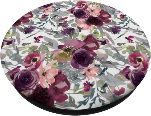 Miniatura 2 de PopSockets de flores florales color borgoña intercambiables PopGrip