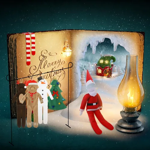 Miniatura 4 de HooLing Juego de 5 accesorios para muñecas, ropa de disfraz de Navidad, Papá Noel, alce, muñeco de nieve, pan de jengibre, árbol de Navidad, ropa