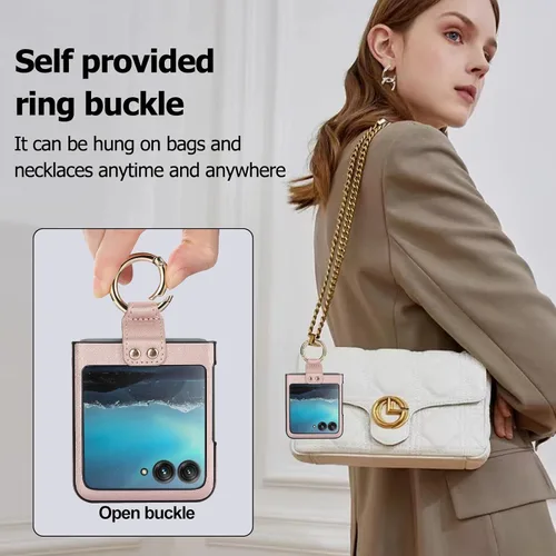 Miniatura 2 de Funda para Motorola Razr+ con anillo, cubierta trasera de cuero de primera calidad, antiarañazos, a prueba de golpes, para Motorola Razr+ Plus 2023