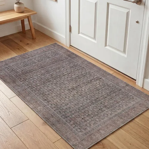 Miniatura 90 de Kuden Alfombra pequeña de 2 x 3, lavable a máquina, parte trasera antideslizante, estilo vintage, suave, pelo bajo, alfombras de área para entrada