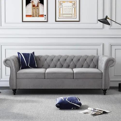 Miniatura 34 de AVZEAR Silla de Acento para Sala de Estar, Silla de Sofá Tapizada Silla de Sofá Individual con Respaldo Acolchado, Silla de Sofá Chesterfield