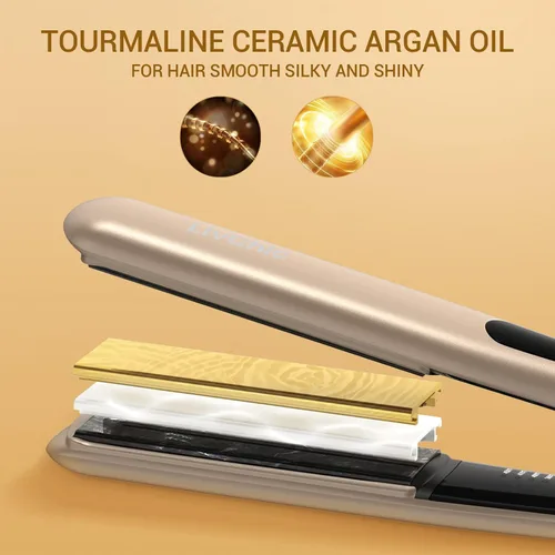 Miniatura 3 de Plancha de pelo profesional de turmalina de cerámica, alisadora y riza, 2 en 1, temperatura ajustable de hasta 450 ℉, evita enganches
