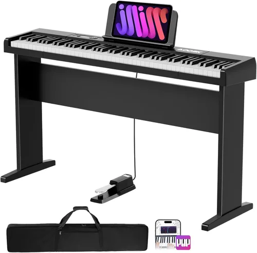 Miniatura 11 de AODSK Piano digital para principiantes, teclado de 88 teclas, piano eléctrico de tamaño completo para principiantes, con soporte de partituras