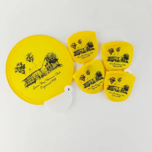 Miniatura 7 de Mia & Cale Ventilador plegable redondo personalizado con asa, disco plegable para recuerdos de fiesta, reuniones al aire libre y viajes, mano