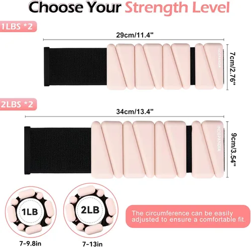 Miniatura 8 de Pesas de muñeca y tobillo para mujeres y hombres, brazaletes con peso ajustables de 2 libras/4 libras para aumentar la quema de calorías y la Beige