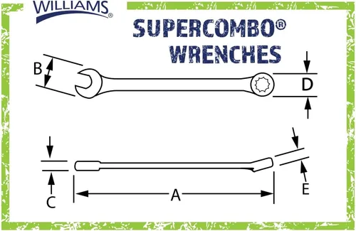 Miniatura 7 de Williams 1208SC llave combinada súper combo, 1/4 pulgada
