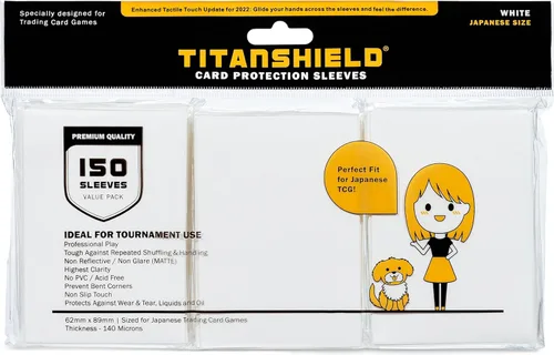 Miniatura 21 de TitanShield (150 funda/amarillo) - Fundas para tarjetas coleccionables de tamaño japonés para Yu-Gi-Oh, Cardfight! Vanguard y más