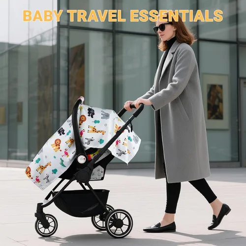 Miniatura 7 de Metplus Funda para asiento de coche 2 en 1 para bebé, toldo para asiento de coche para bebés, funda de lactancia multiuso para mamá, fundas