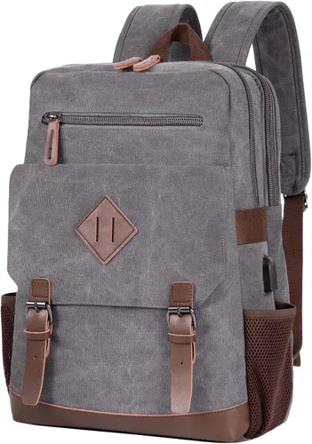 Miniatura 9 de Modoker Mochila vintage ecológica para hombres y mujeres, mochila de lona que se adapta a la mayoría de computadoras y tabletas de 15.6 pulgadas