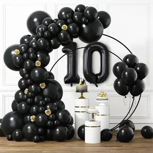 Miniatura 7 de Globos de 40 pulgadas negros con 10 números, globos gigantes de helio de Mylar de lámina negros con números para cumpleaños, globos digitales