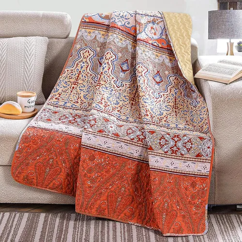 Miniatura 7 de Lujo Reversible 100% algodón clásico Boho a rayas a cuadros Cobija 60 x 50 pulgadas se puede lavar a máquina y secar en secadora, Algodón, Patrón 3