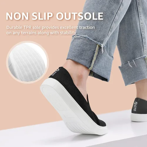 Miniatura 4 de STQ Zapatos sin cordones para mujer, transpirables, de moda, cómodos, de punto, casuales