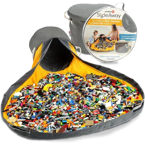 Miniatura 7 de Creative QT SlideAway Organizador de almacenamiento de juguetes y tapete de juego extra grande de 52 pulgadas, contenedores de almacenamiento Gris