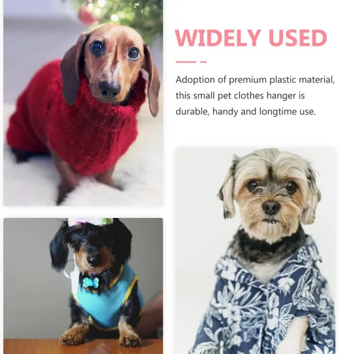 Miniatura 4 de POPETPOP 20 perchas de plástico para perros antideslizantes para ropa de mascotas, estante de secado para perros pequeños, gatos, organizador ligero