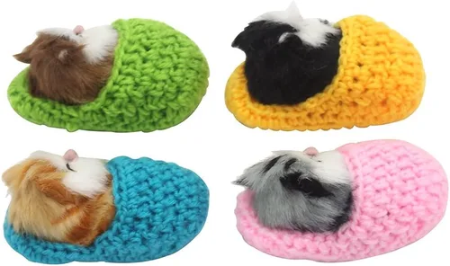 Miniatura 3 de 4 piezas de gato dormido en zapatilla de juguete, mini gatito en zapato con sonidos de maullidos decoración de mano juguete de regalo para niños