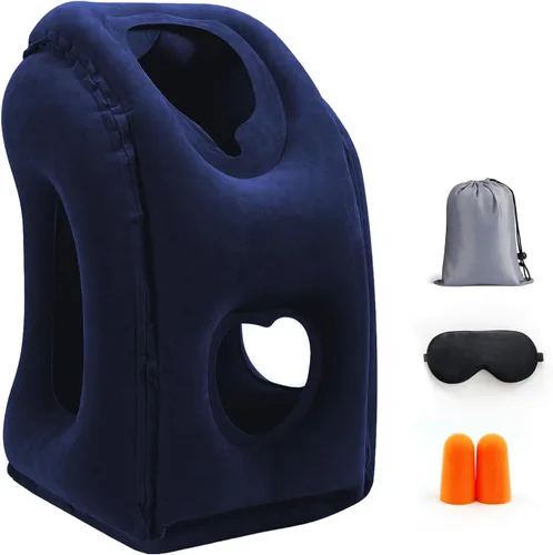Almohada inflable de viaje para aviones, almohada de avión para vuelos largos, soporte cómodo, utilizado para aviones, trenes, automóviles, incluye