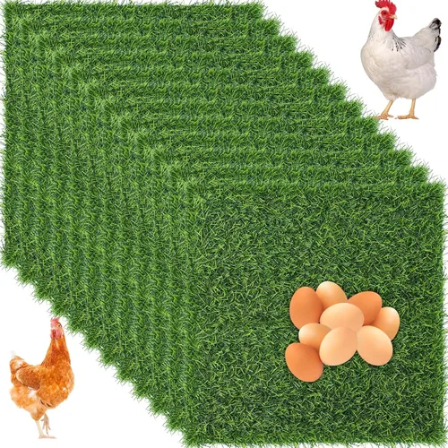 Zhengmy Juego de 12 almohadillas de anidación de pollos, caja nido, almohadillas de anidación lavables para gallinero, alfombra de césped Verde