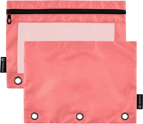 Miniatura 12 de Firebrick Zipper Pencil Pouch for 3 Ring Binder with Clear Window,Pencil Case 2 Pack Firebrick