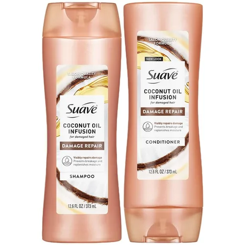 Suave Champú y acondicionador de infusión de coco, reparación de daños visibles – Productos hidratantes para el control del encrespamiento para