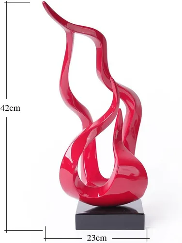 Miniatura 5 de Escultura abstracta decoración de arte moderno regalo estatua de llama sagrada para estantería, mesa, escritorio, oficina, rojo, 16.5 pulgadas