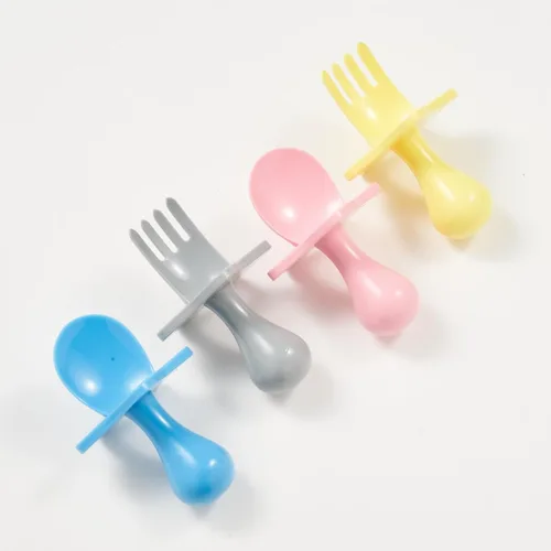 Miniatura 9 de Elli&Nooli Juego de utensilios de silicona para bebé, juego de 2 piezas, color azul, apto para el destete y tenedor de cuchara de alimentación