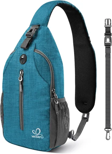 WATERFLY Mochila pequeña de senderismo con correa cruzada mochila tipo bandolera para el pecho, mochila de día para hombres y mujeres con correa