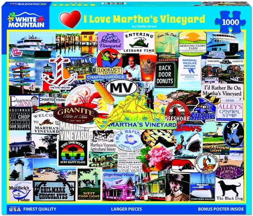 Miniatura 2 de White Mountain Rompecabezas de 1000 piezas con collage estatal de Massachusetts con piezas grandes para adultos y familia de 24 x 30 pulgadas, I