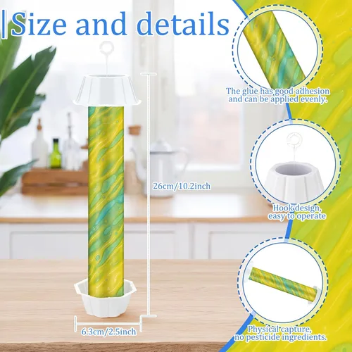 Miniatura 2 de Qualirey 8 trampas para moscas para interiores y exteriores, trampa adhesiva para moscas de frutas, para insectos domésticos, 10 x 2.5 pulgadas