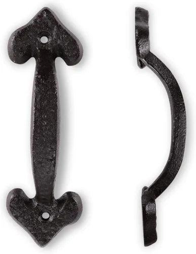 Miniatura 21 de Paquete de 2 manijas de barra recta de 8 pulgadas para puerta de granero, tiradores de hierro fundido negro para puertas correderas, puertas