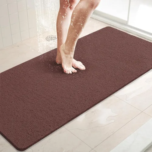 Miniatura 29 de LuxStep - Tapete de ducha, de 24 x 36 pulgadas, tapete de baño antideslizante con drenaje, tapete de baño de cloruro de polivinilo, de secado Gris