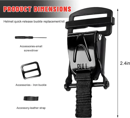 Miniatura 2 de Sun Walker Kit de hebilla de liberación rápida para casco, bloqueo de tracción para casco de motocicleta para correa de barbilla de hasta 1 pulgada