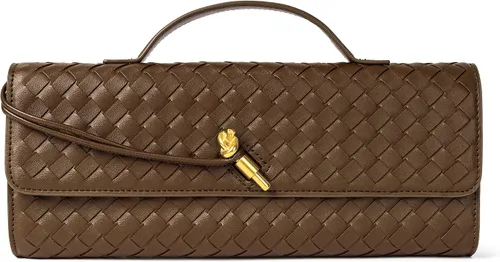 Miniatura 17 de Joryin Bolso tejido para mujer, bolso de mano de cuero tejido, bolso cruzado, bolso formal de noche, cuero vegano