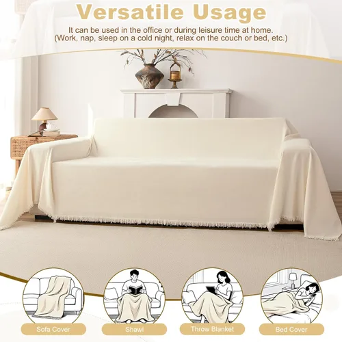 Miniatura 4 de Funda de felpilla para sofá, funda suave con borlas para sofá, funda de sofá para sofá de 2 puestos, funda de sofá, protector de muebles lavable
