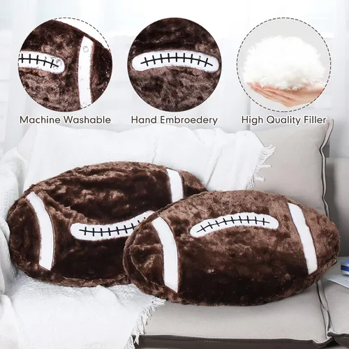 Miniatura 4 de Jetec 2 piezas de almohada de fútbol esponjosa suave en forma de lindo fútbol, decoración deportiva redonda de felpa con tema deportivo, cojín