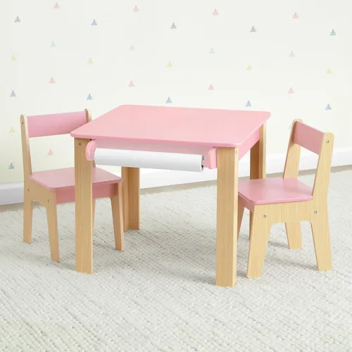 Miniatura 3 de Delta Children - Juego de mesa y 2 sillas GapKids con soporte para rollo de papel - Certificado Greenguard Gold, rosa rubor