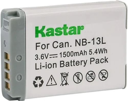 Miniatura 2 de Kastar Paquete de 1 batería y cargador de pared CA de repuesto para Canon NB-13L NB13L NB-13LH, cargador Canon CB-2LH CB-2LHE CB-2LHT, Canon