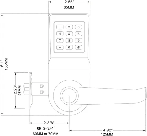 Miniatura 2 de Cerradura digital para puerta, desbloquea con control remoto, Tarjeta, código y llave M1, Manija con dirección reversible.