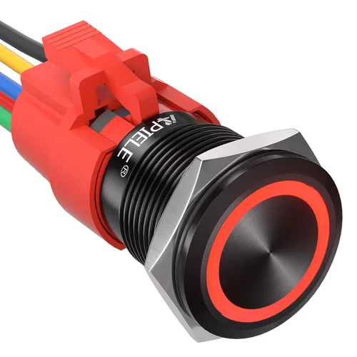 Miniatura 11 de APIELE Interruptor de botón de bloqueo de 0.748 in, 12 V CC, anillo de halo de ojo de ángel LED de 0.74 pulgadas, 1NO1NC SPDT con enchufe de cable