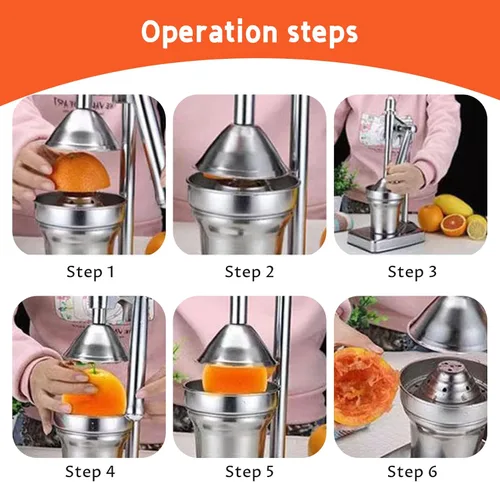 Miniatura 4 de Hand Juicer Press Stainless Steel Hand Press Manual Juicer, Effortless Fruit Squeezer for Oranges, Citrus, Lemons and More
