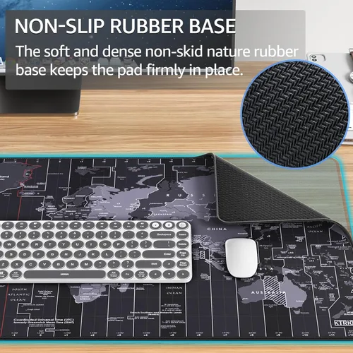 Miniatura 2 de KTRIO - Alfombrilla de mouse grande para juegos con bordes cosidos, con tela microtejida superior, base antideslizante, almohadilla de teclado