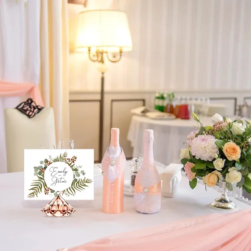 Miniatura 2 de MTLEE Tarjeteros de 36 piezas de diamantes para colocar tarjetas de cristal acrílico en oro rosa Como se muestra en las imágenes