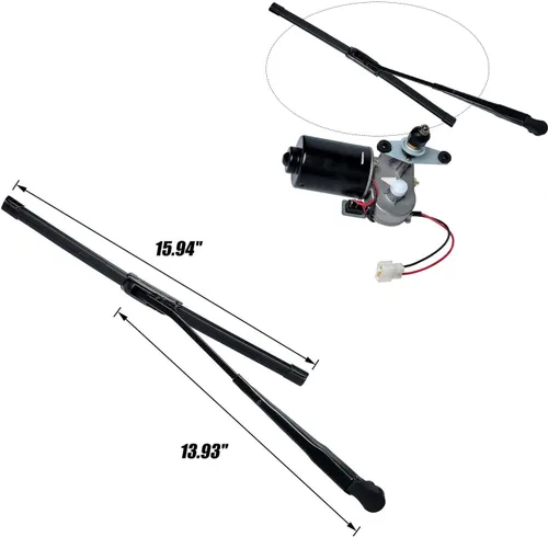 Miniatura 3 de Kit de limpiaparabrisas UTV universal, 2 piezas de motor de limpiaparabrisas eléctrico de 90 grados de 16" 12V compatible con Polaris Kubota